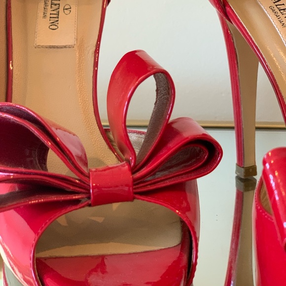 Valentino Red Patent Peep Shoes - Picture 2 of 5